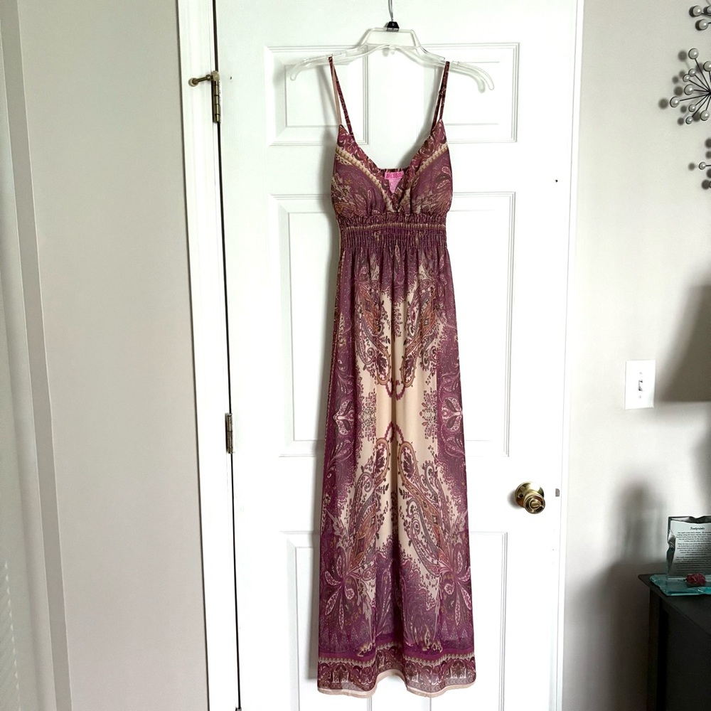 She's Cool Pink and Cream Maxi Dress